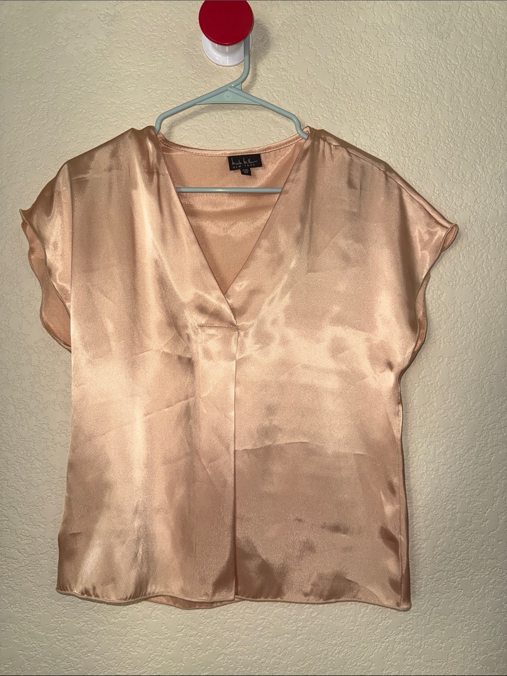 Nicole Miller New York Champagne Satin Blouse XS